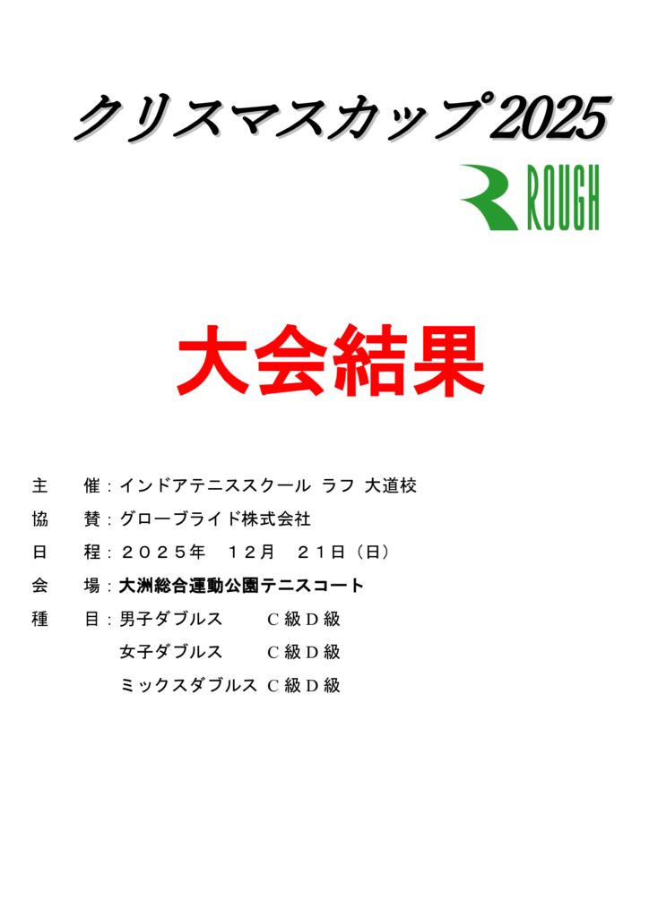 クリスマスカップ2025ドロー表紙　結果のサムネイル